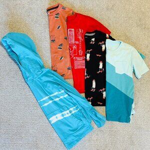 Boys Cotton Spring Tops in cool surfer/skater colors and prints, Size 6/Small
